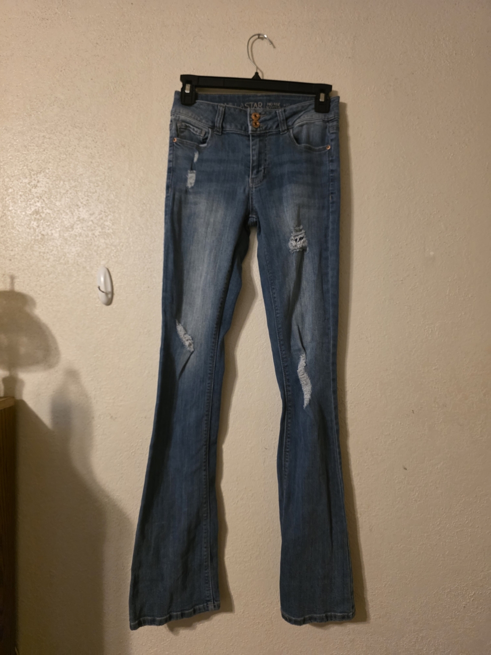 Vanilla Star Light Blue Distressed Flare Jeans